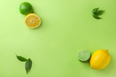 Olgun limon kireç renkli arka plan üzerinde ile