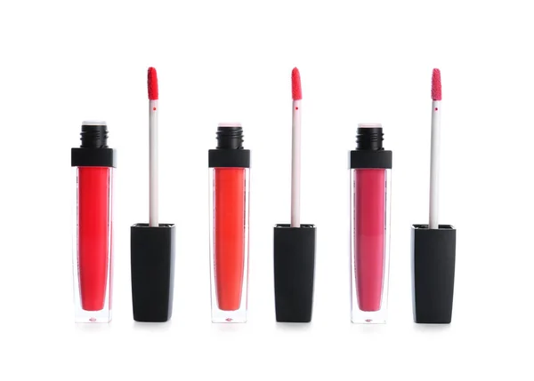 Liquid Pink Lipsticks White Background — Stock Photo, Image