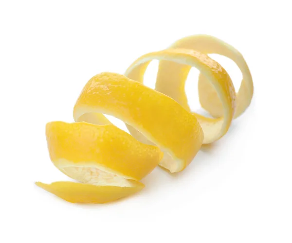 Skal Färsk Mogen Citron Vit Bakgrund — Stockfoto