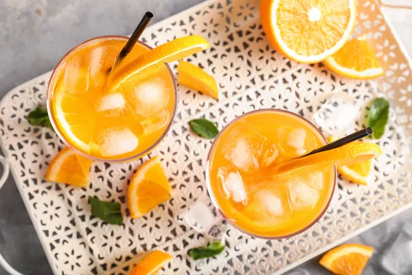 Fresh Summer Cocktail Glasses Tray — Stock Photo, Image