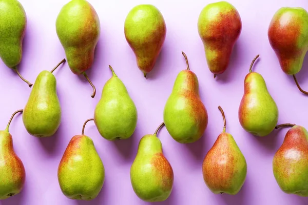 Ripe Sweet Pears Color Background — Stock Photo, Image