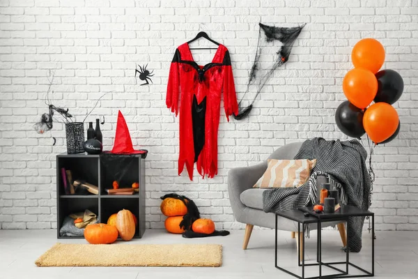 Intérieur Chambre Décoré Pour Fête Halloween — Photo