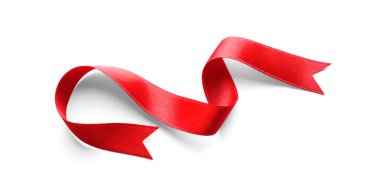 Beyaz arka plan üzerinde basit kırmızı kurdele