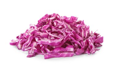 Beyaz zemin üzerine kırmızı lahana kesmek