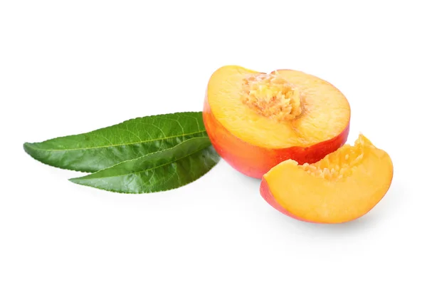 Fresh Peach White Background — Stock Photo, Image