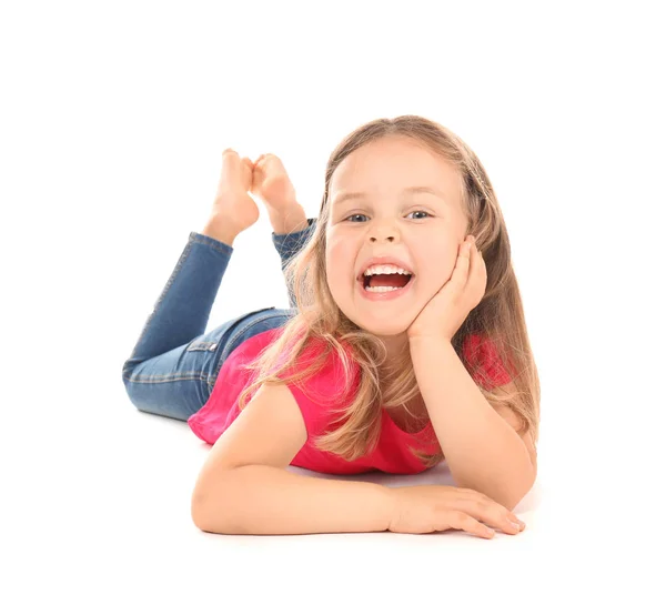 Cute Little Girl White Background — Stock Photo, Image