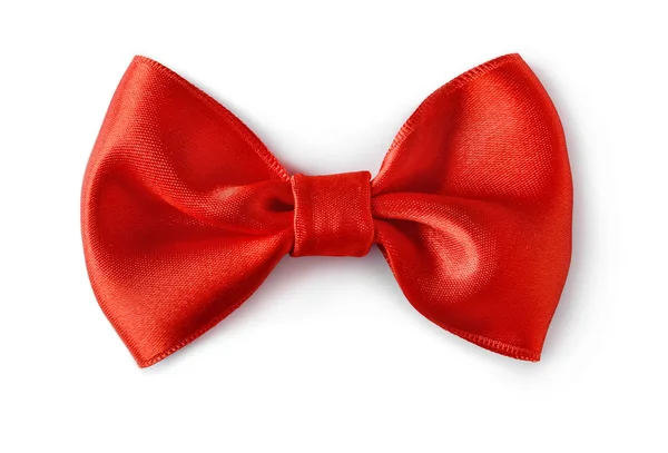 Beautiful Bow Made Red Ribbon White Background — Stock Photo, Image