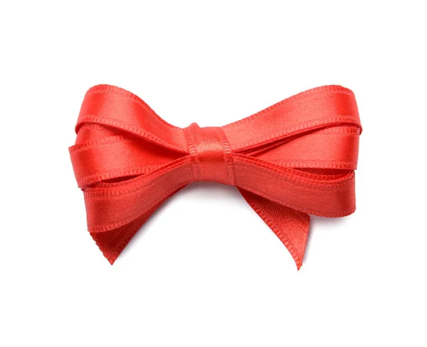 Beautiful Bow Red Ribbon White Background — Stock Photo, Image