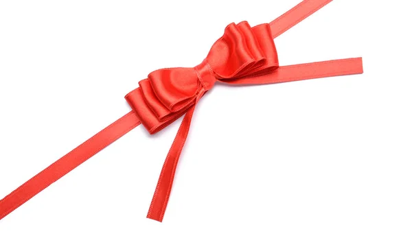 Red Ribbon Bow White Background — Stock Photo, Image
