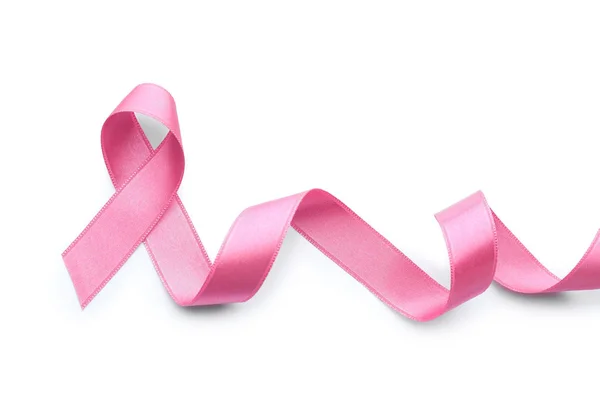 Pink Ribbon White Background Breast Cancer Concept — Stock Photo, Image