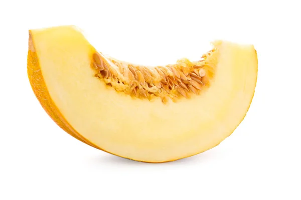Scheibe Süße Reife Melone Auf Weißem Hintergrund — Stockfoto