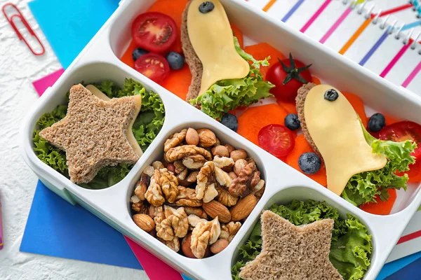 Lunch Box Appetizing Food Table — Stock Photo, Image