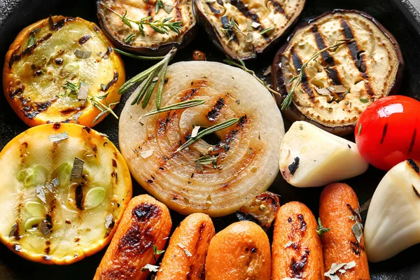 Tasty Grilled Vegetables Pan Closeup — Stock Photo, Image