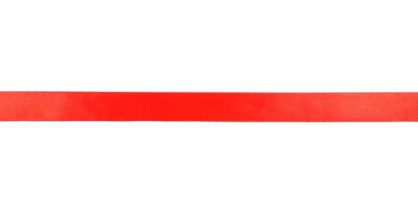 Red Satin Ribbon White Background — Stock Photo, Image