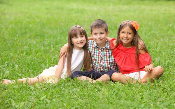 Lindos Niños Pequeños Parque Día Verano — Foto de Stock