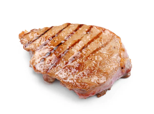 Lekkere Gegrilde Steak Witte Achtergrond — Stockfoto