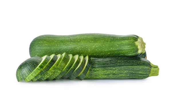 Zucchinis Coapte Fundal Alb — Fotografie, imagine de stoc