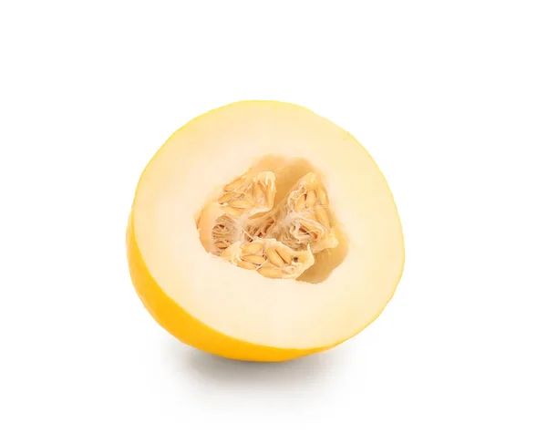 Reife Geschnittene Melone Auf Weißem Hintergrund — Stockfoto