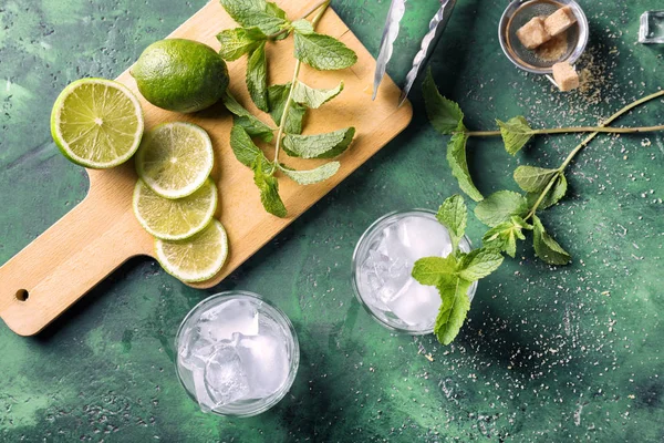 Composition Ingredients Mojito Color Background — Stock Photo, Image