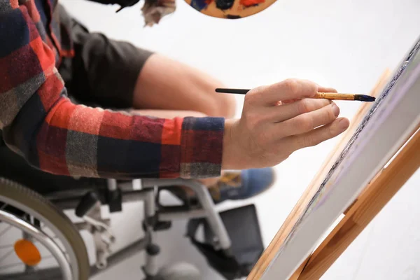 Young Artist Wheelchair Painting Picture Closeup — Stock Photo, Image