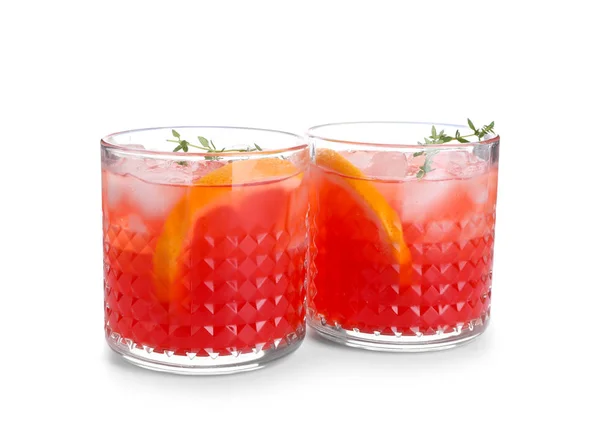 Glasses Refreshing Grapefruit Lemonade White Background — Stock Photo, Image