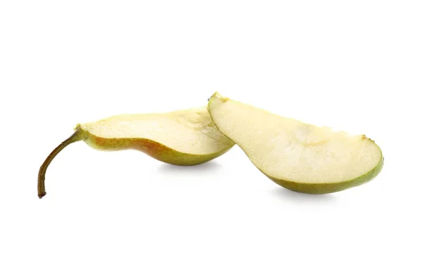 Cut Ripe Pear White Background — Stock Photo, Image