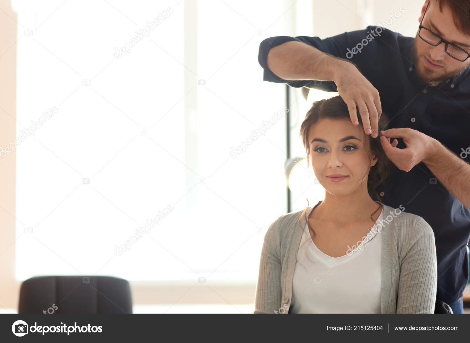 Professional Hairdresser Working Client Salon Stock Photo