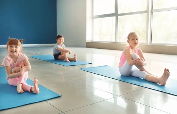 Little Children Practicing Yoga Indoors — Stock Photo, Image