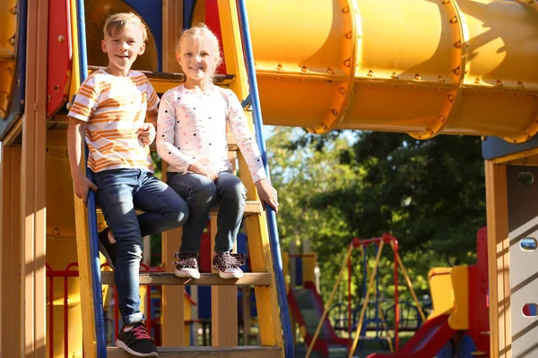 Cute Little Children Outdoors Playground — Stock Photo, Image