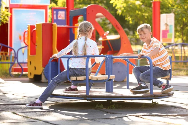 Cute Little Children Outdoors Playground — Stock Photo, Image