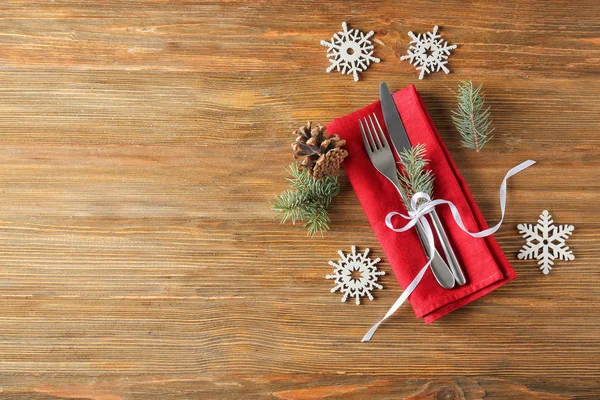 Hermoso Ajuste Mesa Para Cena Navidad —  Fotos de Stock