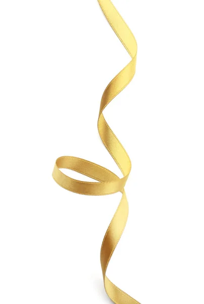 Beautiful Golden Ribbon White Background — Stock Photo, Image