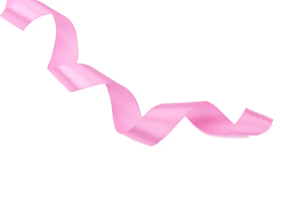 Curled Pink Ribbon White Background — Stock Photo, Image