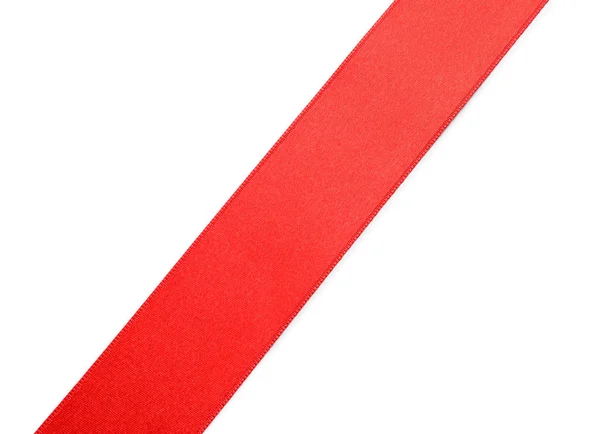 Red Satin Ribbon White Background — Stock Photo, Image