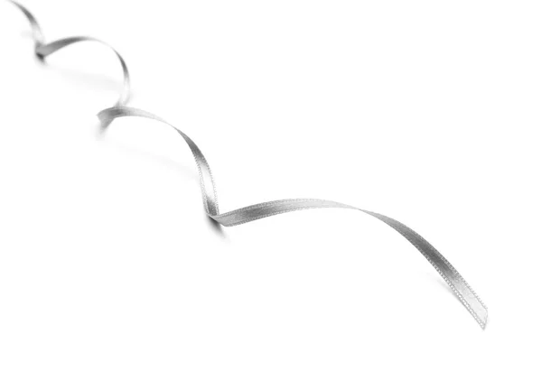Silver Ribbon White Background — Stock Photo, Image