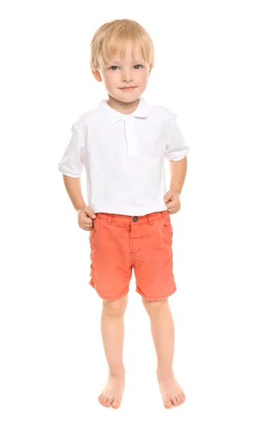 Cute Little Boy Białym Tle — Zdjęcie stockowe