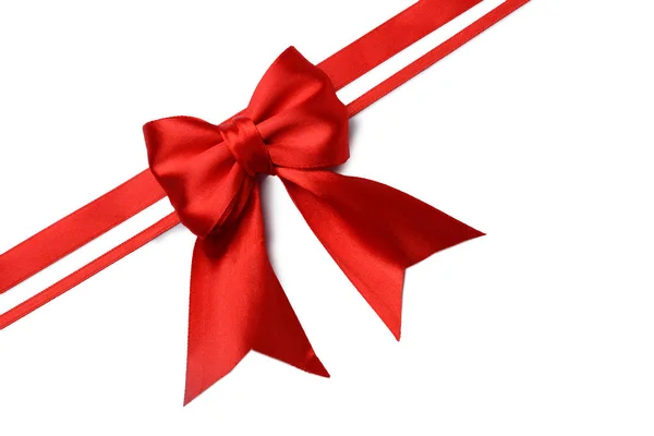 Red Ribbons Bow White Background — Stock Photo, Image