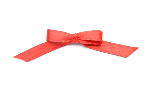 Beautiful Bow Red Ribbon White Background — Stock Photo, Image