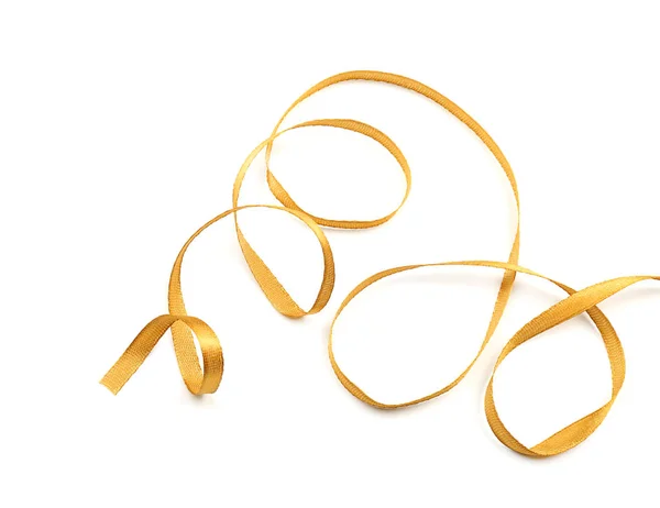 Beautiful Golden Ribbon White Background — Stock Photo, Image