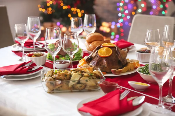 Juego Mesa Para Cena Navidad — Foto de Stock