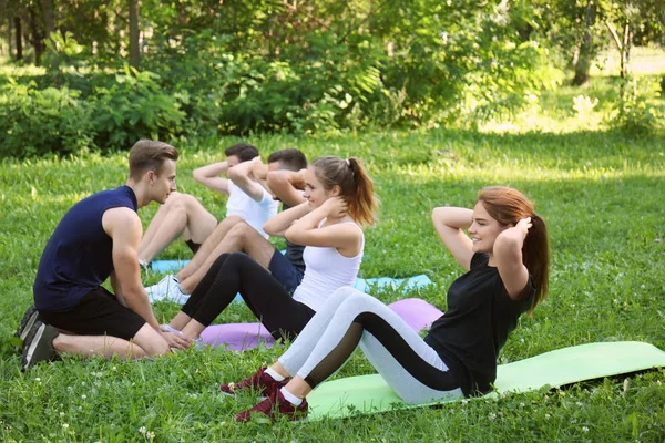 Sporty Young People Training Outdoors — Stock Photo, Image