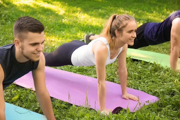 Sporty Young People Training Outdoors — Stock Photo, Image