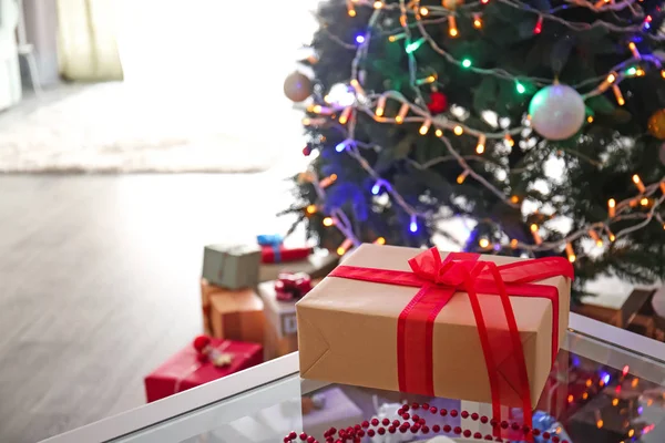 Christmas Decorations Glass Table Room — Stock Photo, Image