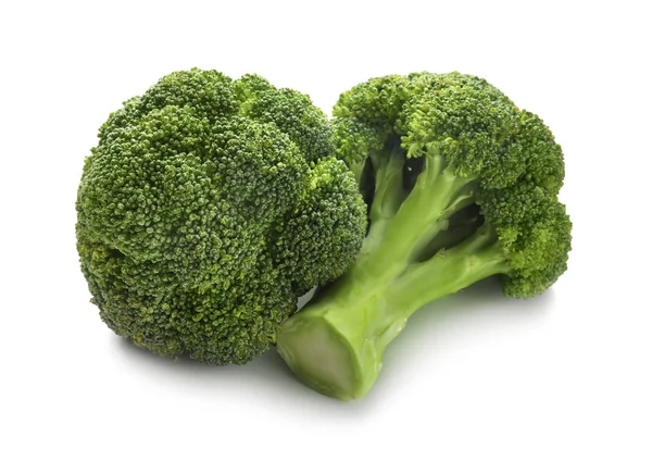 Čerstvá Zelená Brokolice Bílém Pozadí — Stock fotografie