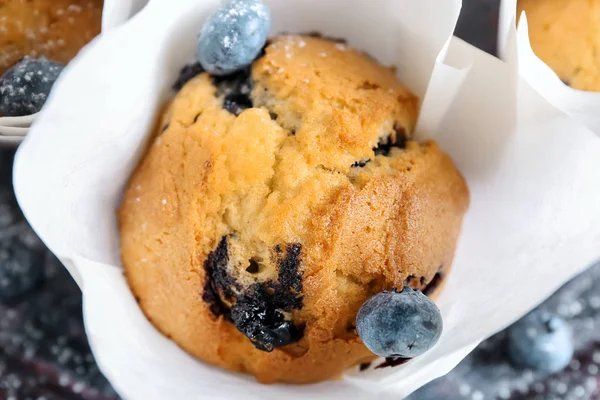 Muffin Aux Myrtilles Savoureux Gros Plan — Photo