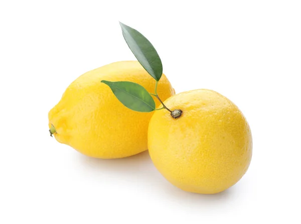 Celý Zralých Citronů Bílém Pozadí — Stock fotografie