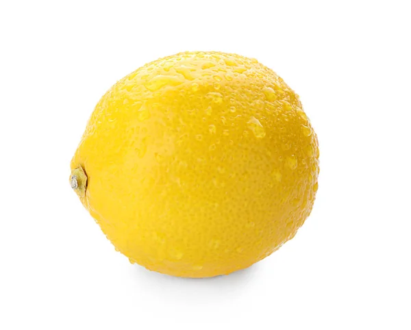 Hela Mogen Citron Vit Bakgrund — Stockfoto