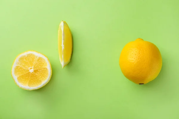 Ripe Lemons Color Background — Stock Photo, Image