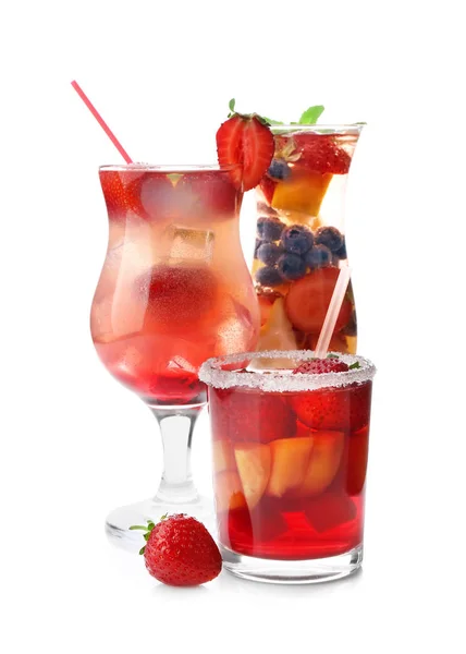 Fresh Summer Cocktails Glasses White Background — Stock Photo, Image