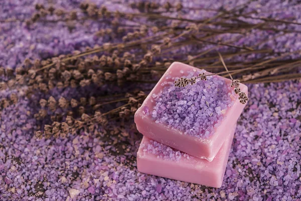 Soap Bars Lavender Sea Salt — Stock Photo, Image